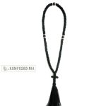 Κομποσκοίνια μαύρα μάλλινα με 100 κόμπους φέρει σταυρό με κόμπους και χάντρα σε διάφορα χρώματα