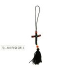 Σταυρός ιδανικός για το αυτοκίνητο ή την μοτοσυκλέτα μαύρο φτιαγμένο με τη τεχνική μακραμέ