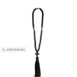 Κομποσκοίνια φλος μαύρα με 100 κόμπους φέρει σταυρό με κόμπους και μπλε χάντρα