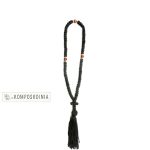 Κομποσκοίνια φλος μαύρα με 100 κόμπους φέρει σταυρό με κόμπους και κόκκινη χάντρα