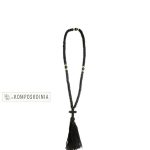 Κομποσκοίνια φλος μαύρα με 100 κόμπους φέρει σταυρό με κόμπους και μαύρη χάντρα