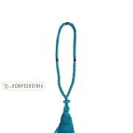 Κομποσκοίνια φλος τιρκουάζ με 100 κόμπους φέρει σταυρό με κόμπους και μπλε χάντρα