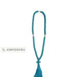 Κομποσκοίνια φλος γαλάζια με 100 κόμπους φέρει σταυρό με κόμπους και λευκή χάντρα