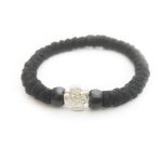 Κομποσκοίνια μαύρα μάλλινα με 33 κόμπους φέρει μεταλλικό σταυρό και χάντρες σε διάφορα χρώματα